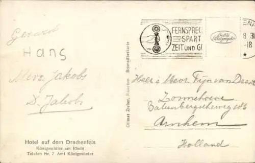 Ak Rolandseck Remagen am Rhein, Drachenfels