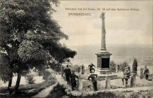 Ak Saarbrücken im Saarland, Denkmal des Inf.-Regts. Nr. 69, Speicherer Höhen