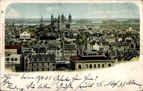 Ak Worms am Rhein, Panorama