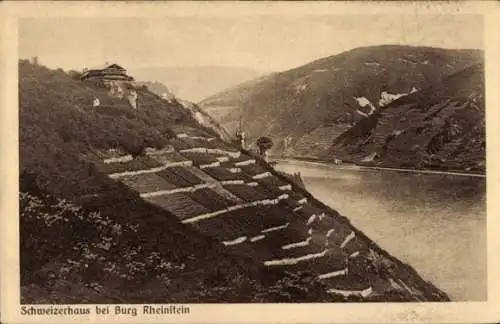 Ak Trechtingshausen am Rhein, Burg Rheinstein, Schweizerhaus