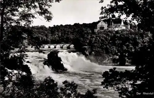 Ak Neuhausen am Rheinfall Kanton Schaffhausen, Rheinfall, Wasserfall, Schloss Laufen