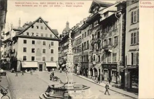 Ak Luzern Stadt Schweiz, Weinmarkt, Brunnen