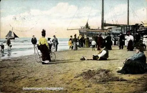 Ak Scheveningen Den Haag Südholland, Blick auf den Strand