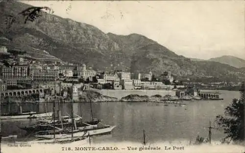 Ak Monte-Carlo Monaco, Gesamtansicht, Hafen