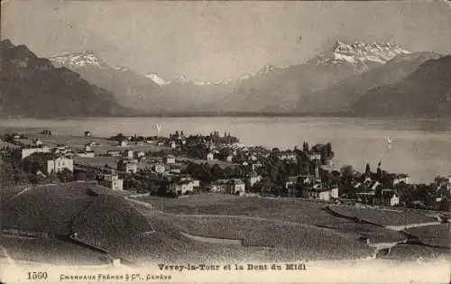 Ak Vevey la Tour Kanton Waadt, Panorama