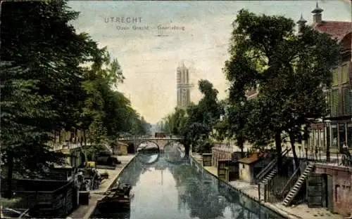 Ak Utrecht Niederlande, Oude Gracht, Brücke