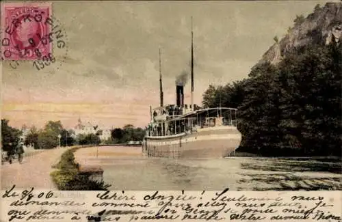 Ak Söderköping Schweden, Dampfer in Fahrt