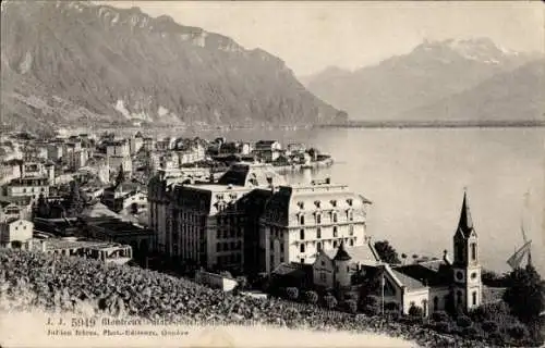 Ak Montreux Kanton Waadt Schweiz, Palasthotel, Ort