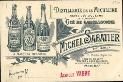 Ak Carcassonne Aude, Micheline Distillery, Michel Sabatier