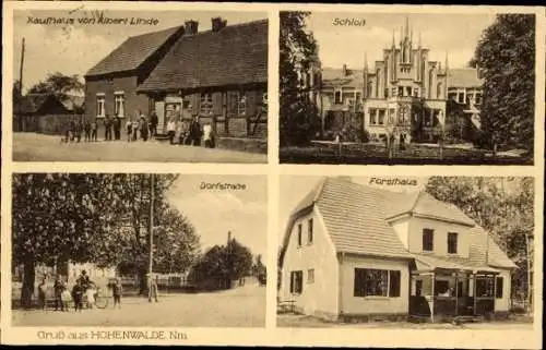 Ak Glezno Hohenwalde Neumarkt Ostbrandenburg, Forsthaus, Schloss, Kaufhaus