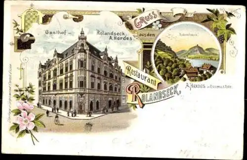 Litho Essen im Ruhrgebiet Nordrhein Westfalen, Gasthof Rolandseck