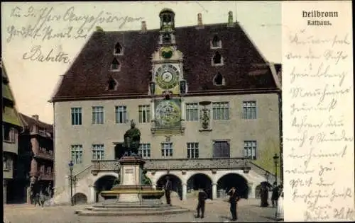 Ak Heilbronn am Neckar, Rathaus, astronomische Uhr, Denkmal