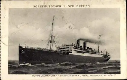 Ak Doppelschraubensalondampfer Prinz Friedrich Wilhelm, Norddeutscher Lloyd Bremen