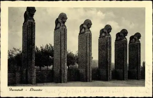 Ak Darmstadt in Hessen, Löwentor