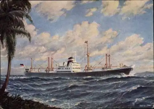 Künstler Ak Dampfschiff MS Welheim, Poseidon Linien