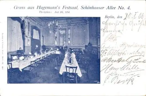 Ak Berlin Prenzlauer Berg, Hagemanns Festsaal, Schönhauser Allee 4