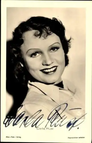 Ak Schauspielerin Carla Rust, Portrait, Autogramm