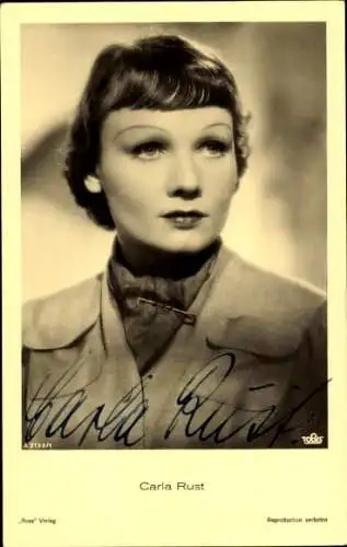 Ak Schauspielerin Carla Rust, Portrait, Autogramm