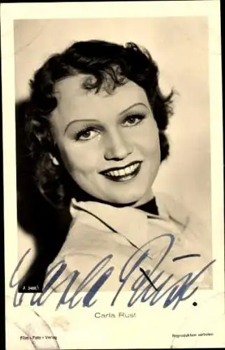 Ak Schauspielerin Carla Rust, Portrait, Autogramm