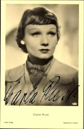 Ak Schauspielerin Carla Rust, Portrait, Autogramm