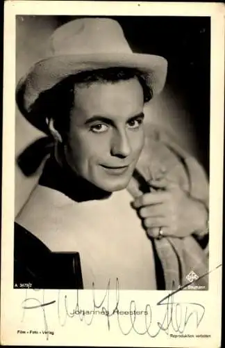 Ak Schauspieler Johannes Heesters, Portrait mit Hut, Autogramm