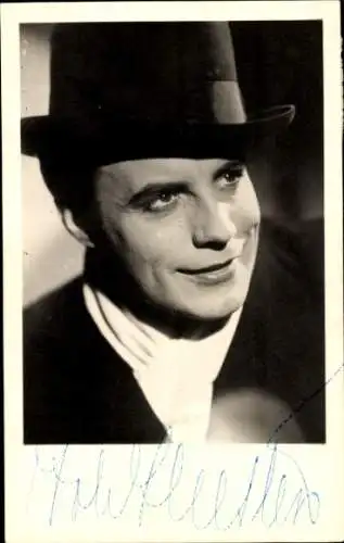 Ak Schauspieler Johannes Heesters, Portrait mit Zylinder, Autogramm