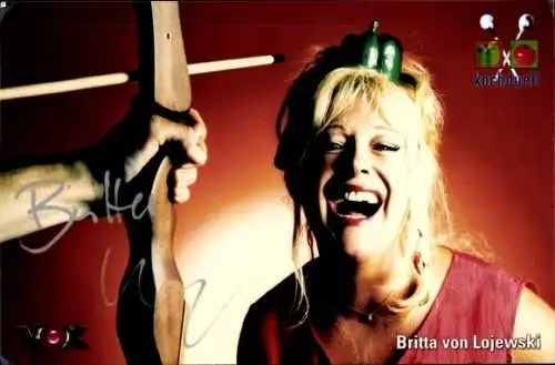 Ak Schauspielerin Britta von Lojewski, Portrait, Autogramm, Kochduell