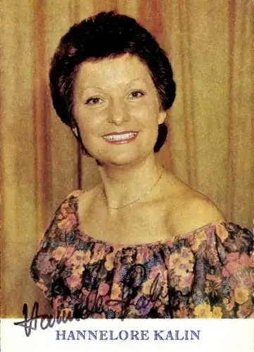 Ak Schauspielerin Hannelore Kalin, Portrait, Autogramm