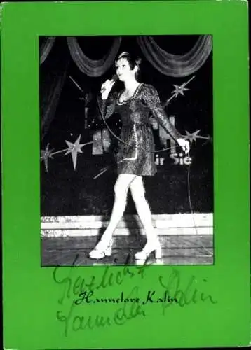 Ak Schauspielerin Hannelore Kalin, Portrait, Autogramm, Mikrofon