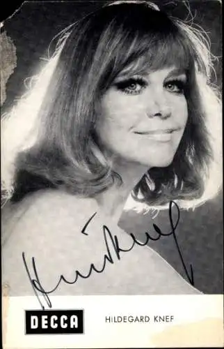 Ak Schauspielerin Hildegard Knef, Portrait, Autogramm