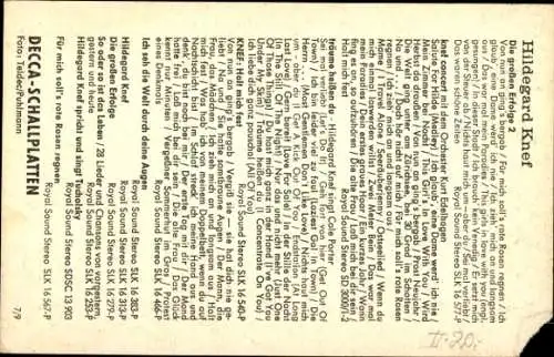 Ak Schauspielerin Hildegard Knef, Portrait, Autogramm