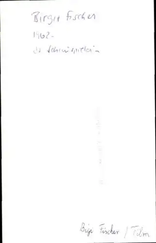 Ak Schauspielerin Birgit Fischer, Portrait, Autogramm