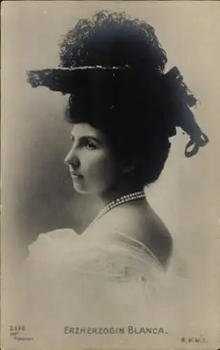 Ak Erzherzogin Blanca von Österreich, BKWI 2696, Portrait, Federhut