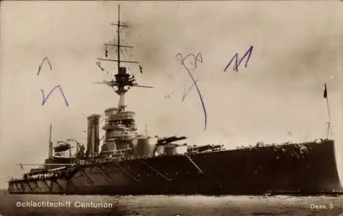 Ak Britisches Kriegsschiff, HMS Centurion, Schlachtschiff, Royal Navy