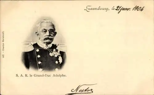 Ak Großherzog Adolph von Luxemburg, Portrait in Uniform, Orden