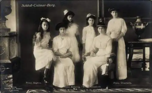Ak Schloss Colmar Berg, Prinzessin Maria Adelheid von Luxemburg, Hilda, Sophie, Antonia, Charlotte