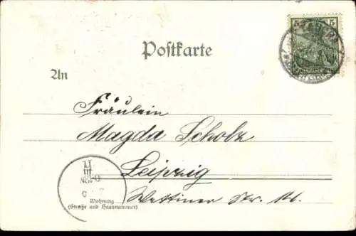 Litho Frühlingsgruß, Maikäfer, Elfen, Maiglöckchen