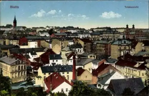 Ak Bielitz Biala Bielsko-Biała, Totalansicht, Blick über die Dächer der Stadt, Kirche