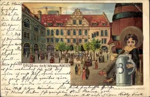Litho München Bayern, Kgl. Hofbräuhaus