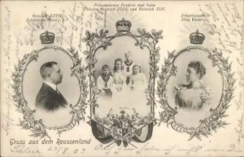 Ak Heinrich XXVII, Erbprinz Reuss j. L., Elise Victoria, Feodora, Luise, Heinrich XLIII, XLV