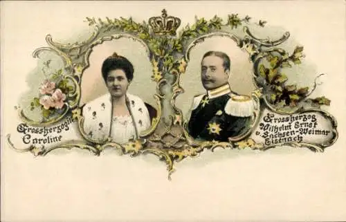 Ak Großherzogin Caroline, Großherzog Wilhelm Ernst von Sachsen-Weimar-Eisenach, Portrait