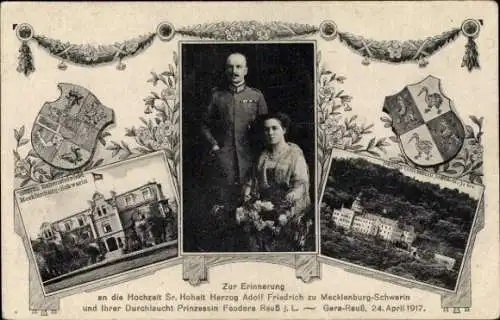 Ak Gera, Herzog Adolf Friedrich zu Mecklenburg Schwerin, Prinzessin Feodora Reuß j.L. 1917