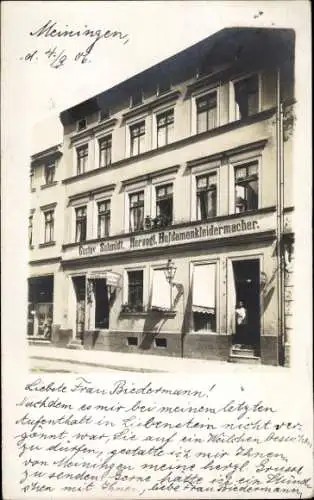 Foto Ak Meiningen in Thüringen, Geschäftshaus Gustav Schmidt, Herzoglicher Hofdamenkleidermacher