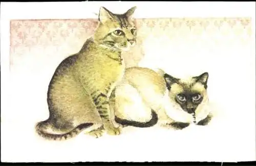Künstler Ak Valenteijn, D., Zwei Katzen