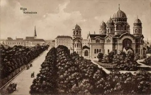 Künstler Ak Riga Lettland, Ansicht der Kathedrale
