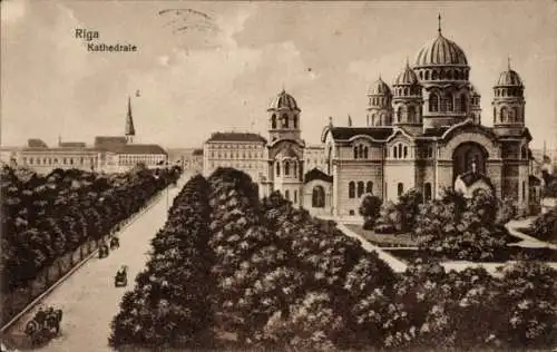 Künstler Ak Riga Lettland, Ansicht der Kathedrale