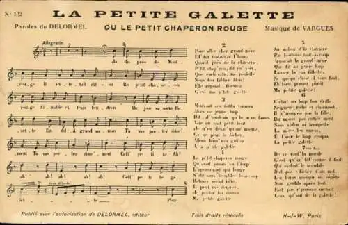 Lied Ak la petite Galette, Delormel, Musik Vargues