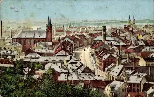 Ak Hof an der Saale Oberfranken Bayern, Totalansicht