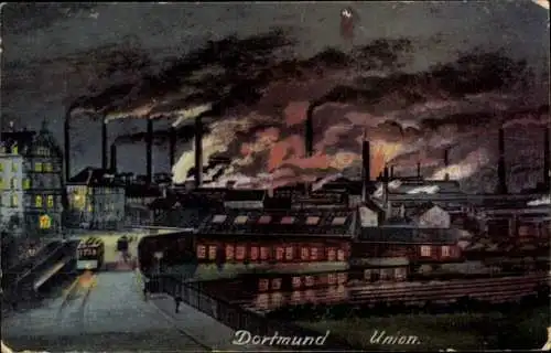 Ak Dortmund im Ruhrgebiet, Union, Nachtansicht