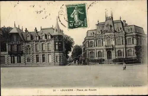 Ak Louviers Eure, Place de Rouen
